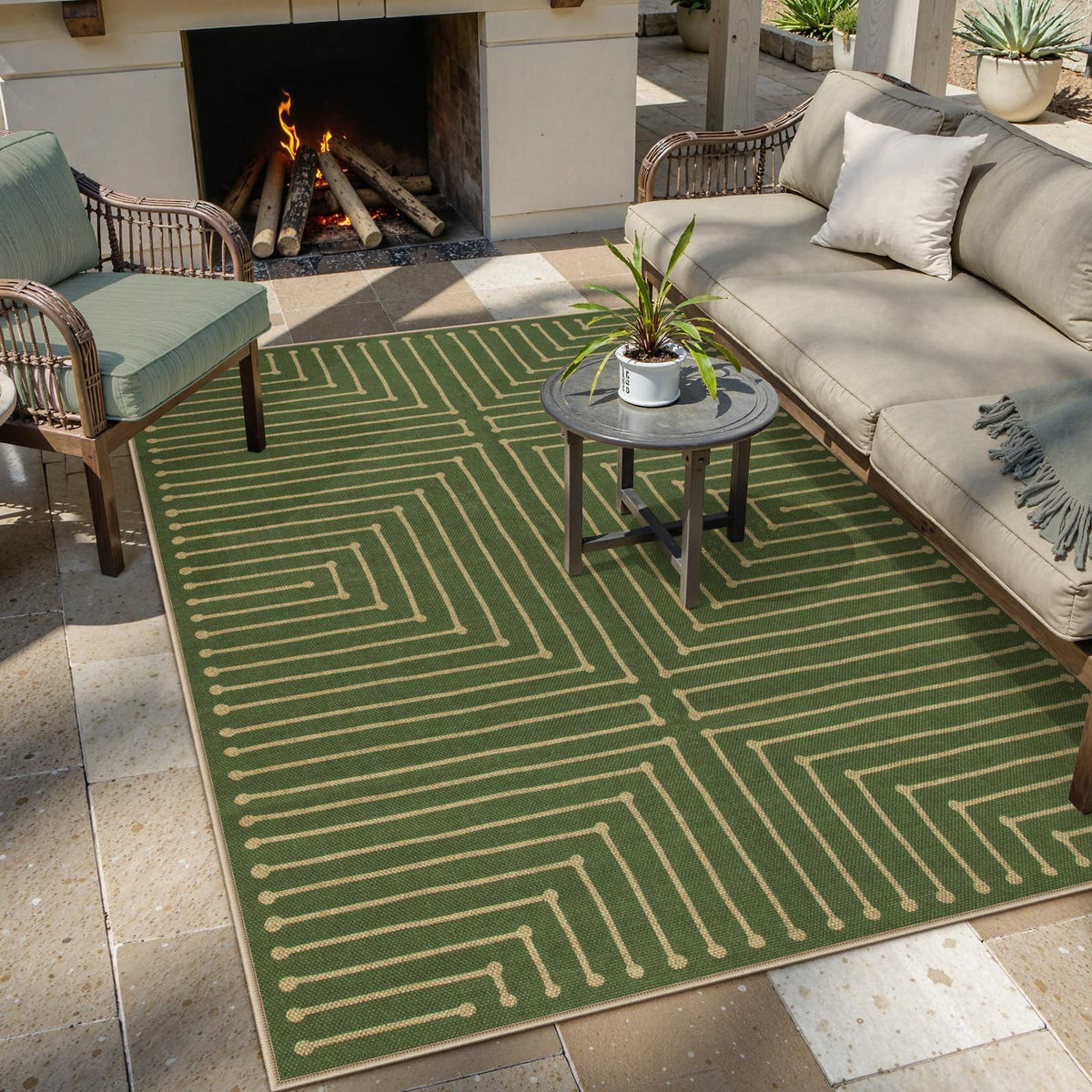 Lahome Modern Rainbow Easy Jute Carpet, Washable 5x7 Area Rugs for Living Room Patio Black Farmhouse Indoor Outdoor Rugs, Contemporary Natural Non Slip Floor Carpet for Office RV Backyard
