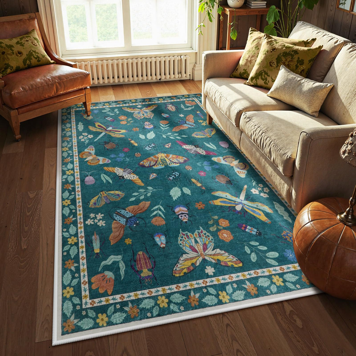 Lahome Insect 5x7 Area Rugs, Soft Bug Washable Rugs for Bedroom Living Room