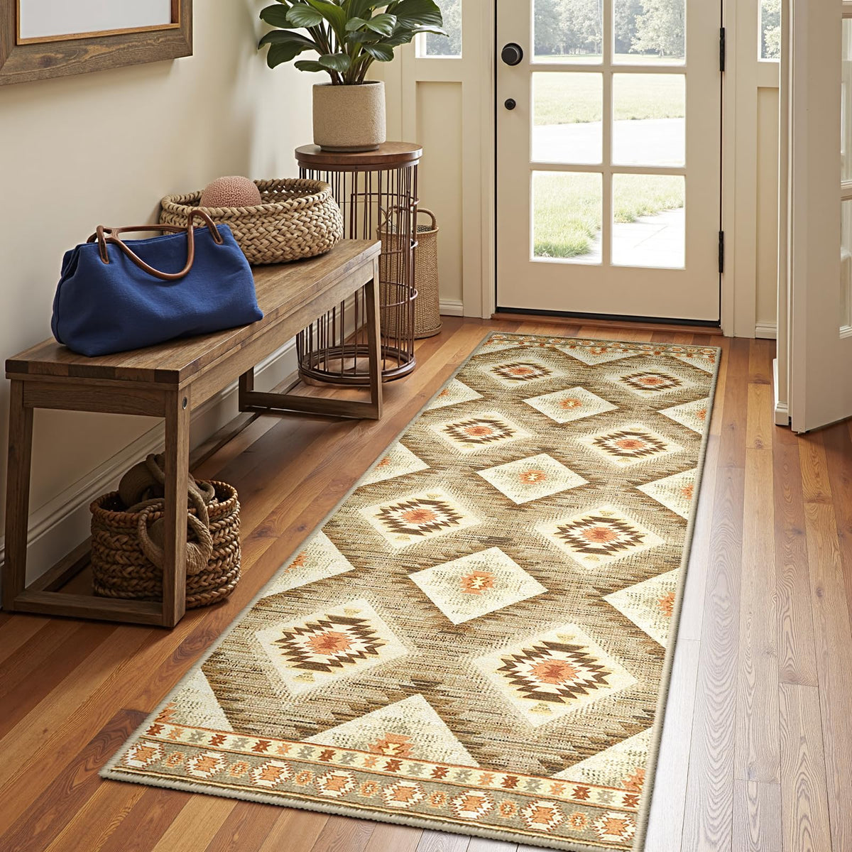BESTSWEETIE 5'x7' Washable Area Rug for Living Room Bedroom Yellowbrown