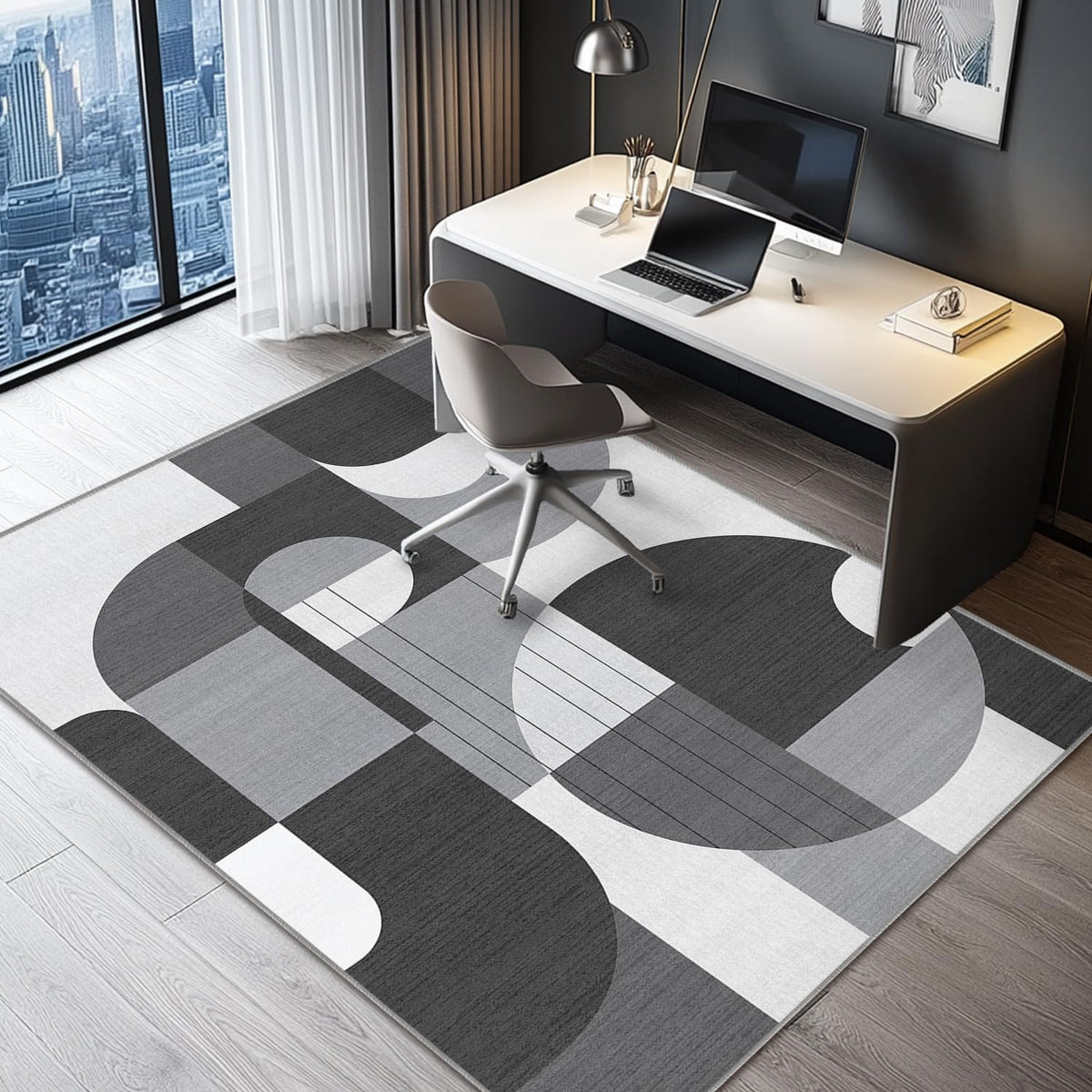 5x7 Area Rug Colorful Boho Geometric Carpet Modern Abstract Large Rug for Living Room Bedroom Machine Washable Non-Slip Rug for Dining Room Kids Playroom Office