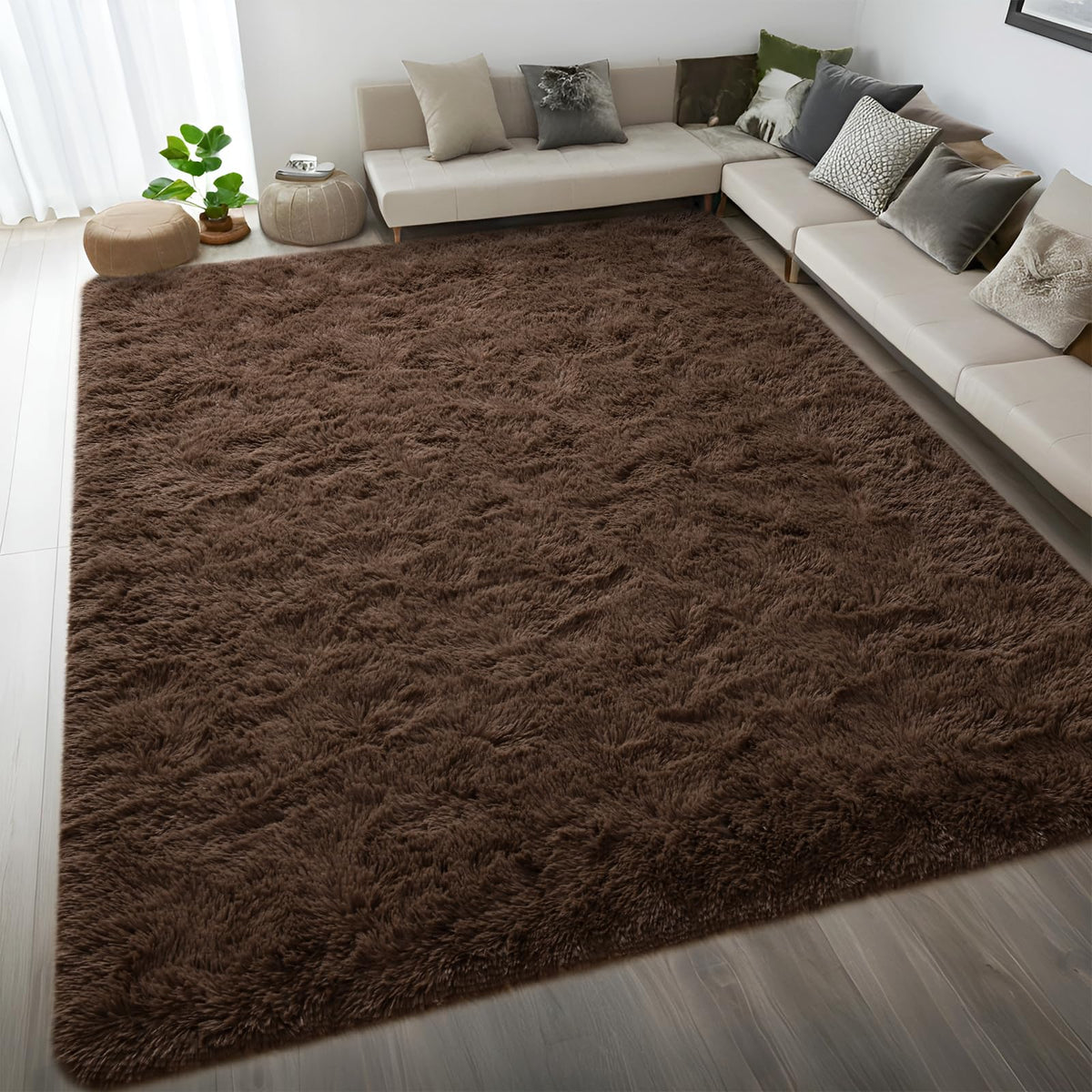 DweIke Fluffy Black White Rugs for Bedroom Living Room, 4x6 Feet Soft Plush Shaggy Cow Hide Print Girls Boys Kids Rug, Non-Slip and Machine Washable Carpet for Dorm Nursery Classroom Decor