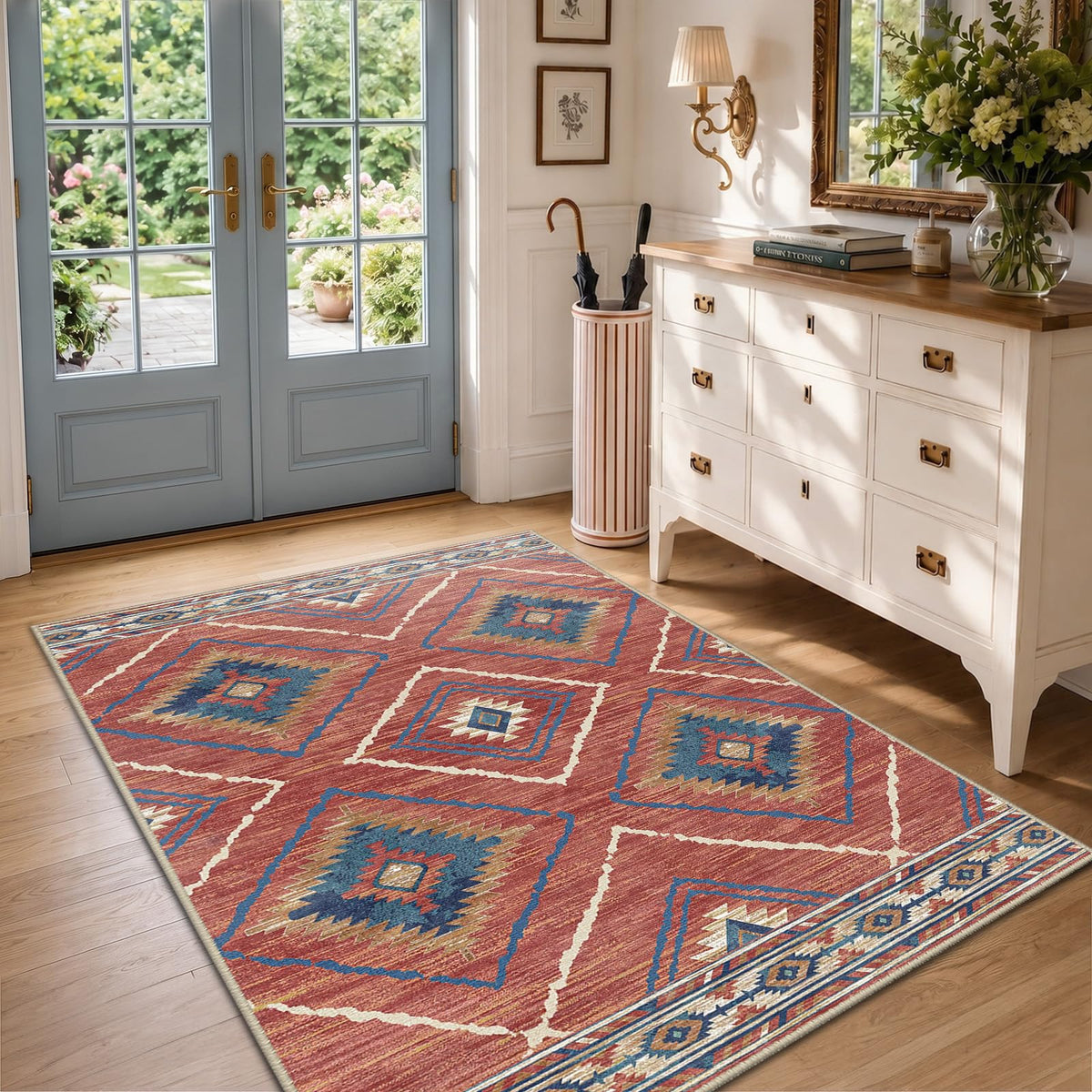 BESTSWEETIE 5'x7' Washable Area Rug for Living Room Bedroom Yellowbrown