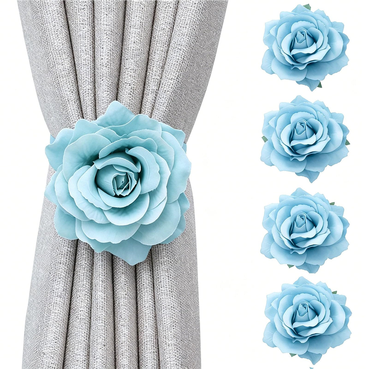 Magnetic Curtain Tiebacks, Rose Flower Tie Backs Rope