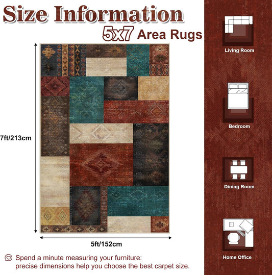 Yinhua Living Room Rug 5x7 Geometric Area Rugs Washable Non Slip, Colofrul