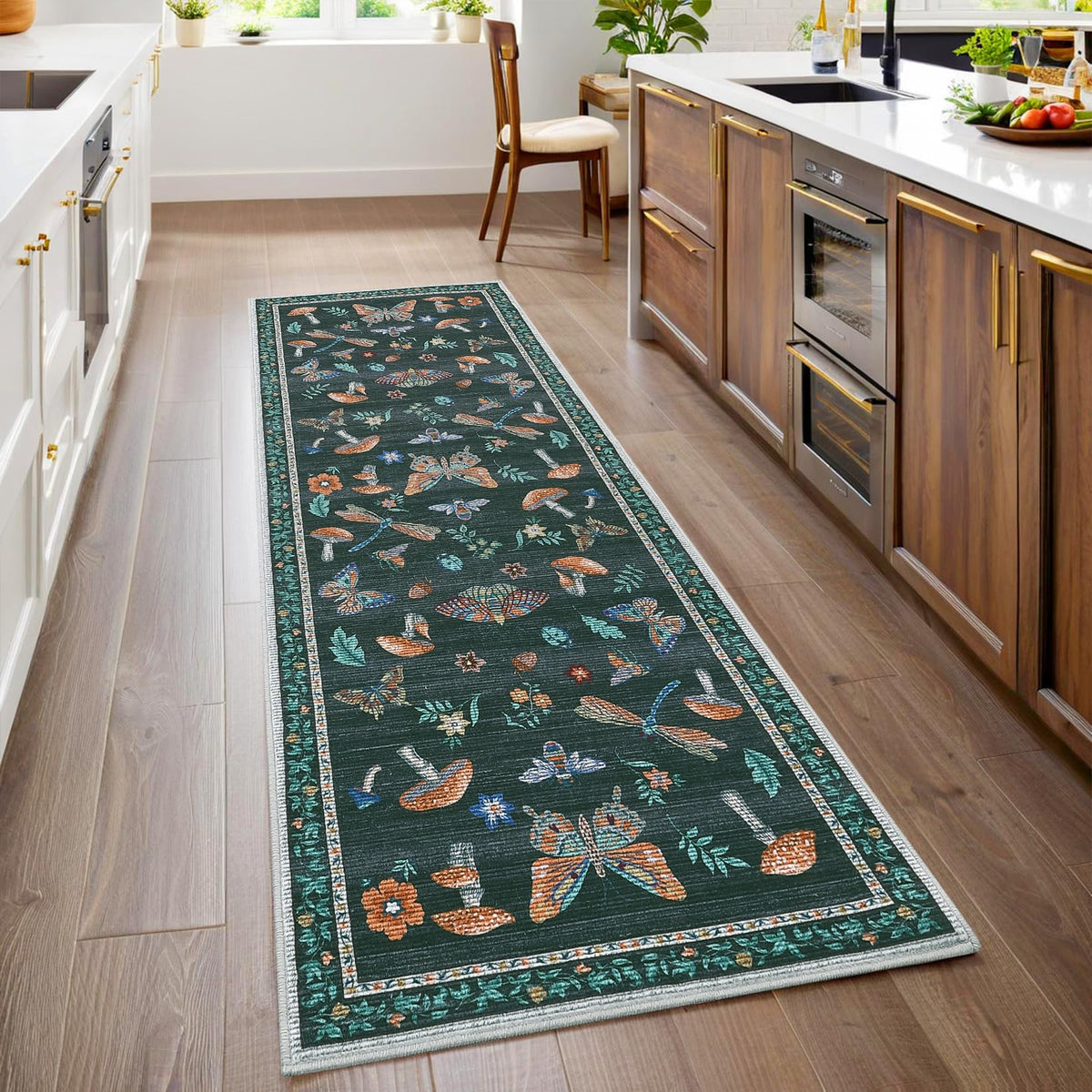 ROYHOME Mushroom Insect Washable Rug 5x7 for Bedroom Living Room Brown