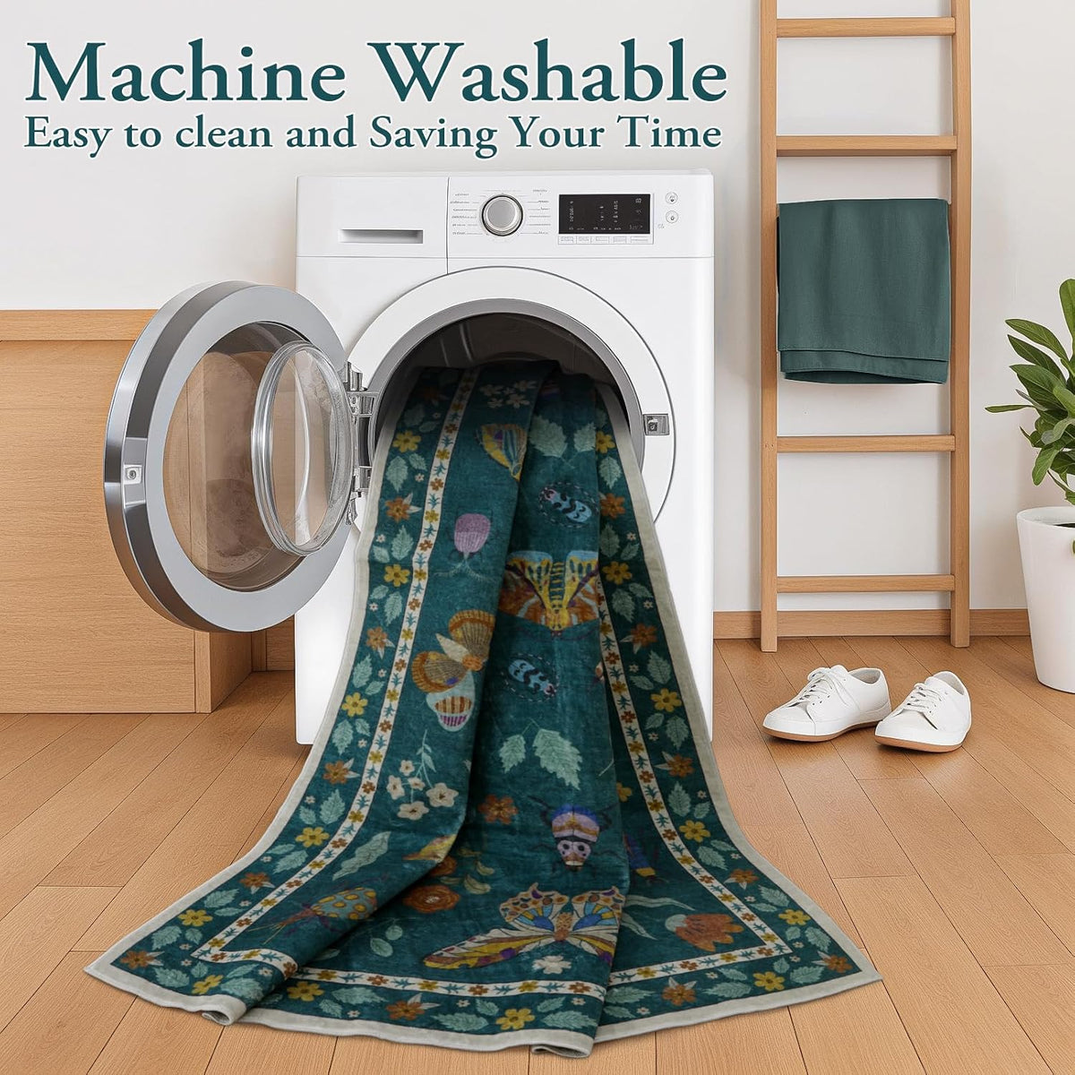 Lahome Insect 5x7 Area Rugs, Soft Bug Washable Rugs for Bedroom Living Room