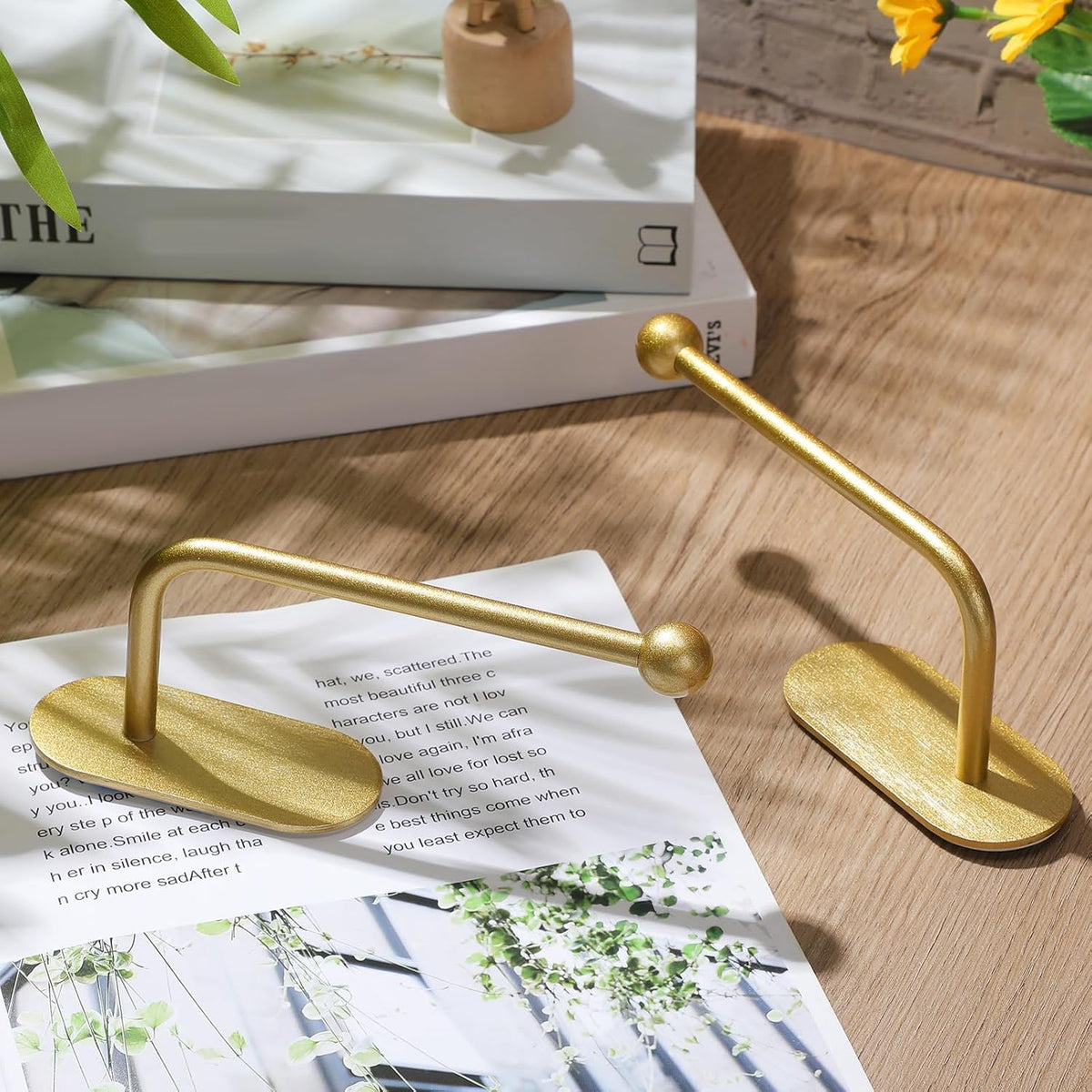 CroBlissful 2 Pcs Adhesive Curtain Holdbacks No Drill Window Hook,Gold