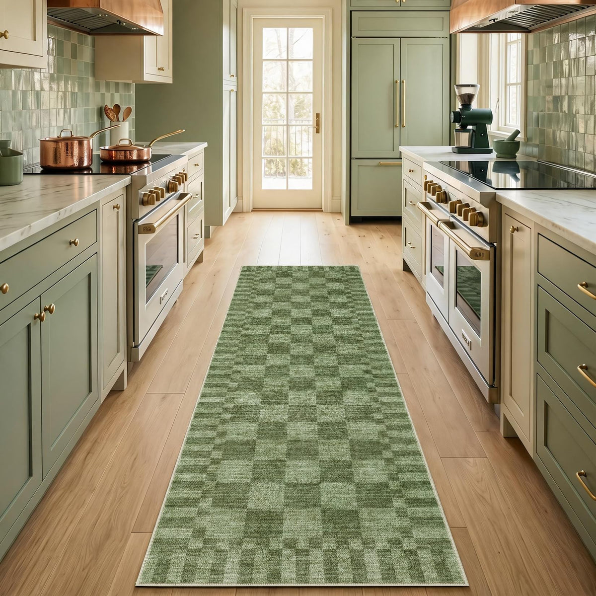 GarveeHome Brown Checkered Rug 5x7 Area Rugs Washable Living Room 5x7 Rug
