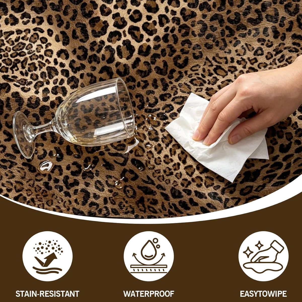 5X7 Leopard Rug,Soft Low Pile Non Slip Cheetah Print Carpet for Bedroom,Brown Animal Print Area Rugs for Living Room Dining Room Safari
