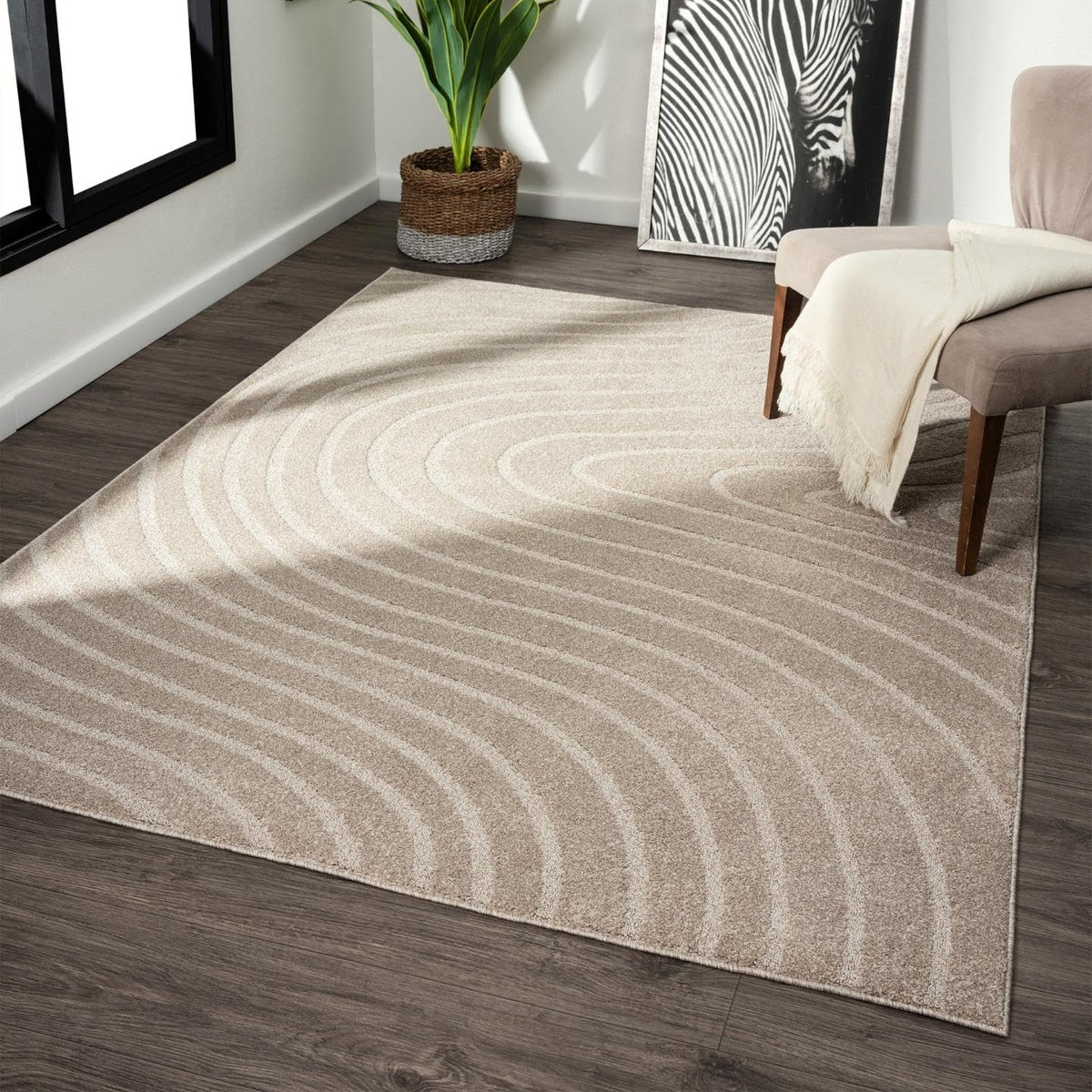 LUXE WEAVERS Modern Geometric Wave Cream 6x9 Area Rug