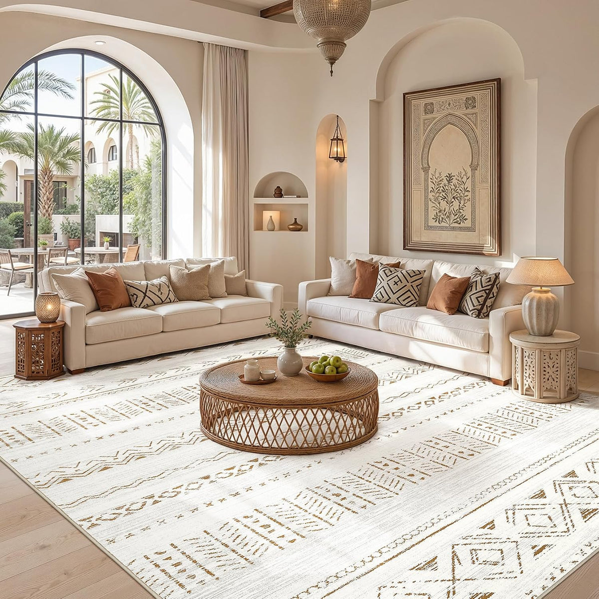 cotiled 6x9 Area Rugs for Living Room: Boho Washable Rug for Dining Room