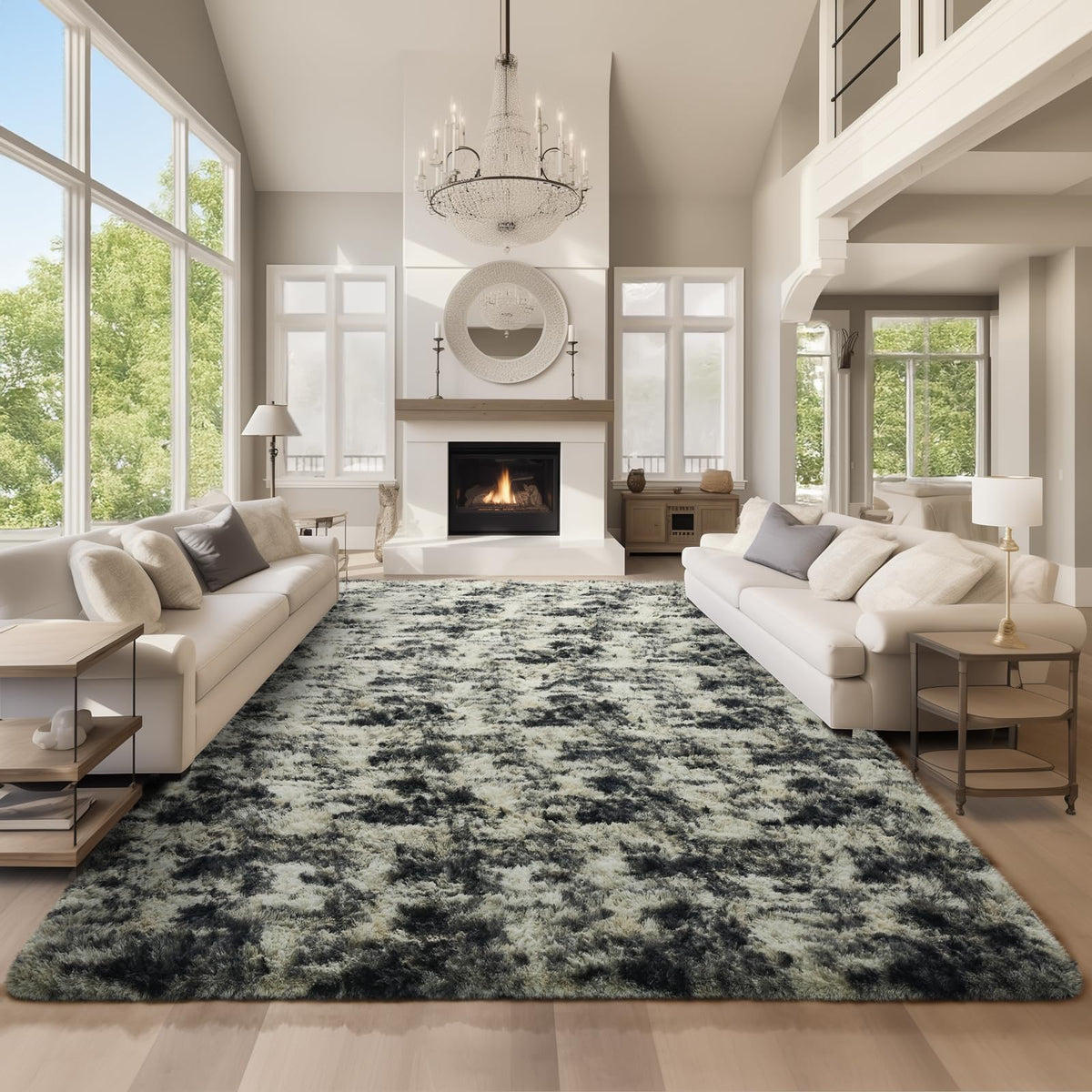 Ophanie Leopard Rugs for Bedroom Living Room, Cheetah Print Rug Fluffy Shag Large Fuzzy Plush Soft Throw,Large Shaggy Floor Faux Animal Throw 4x6 Carpets,Decor Aesthetic with Over 99 pcs Pile fibers
