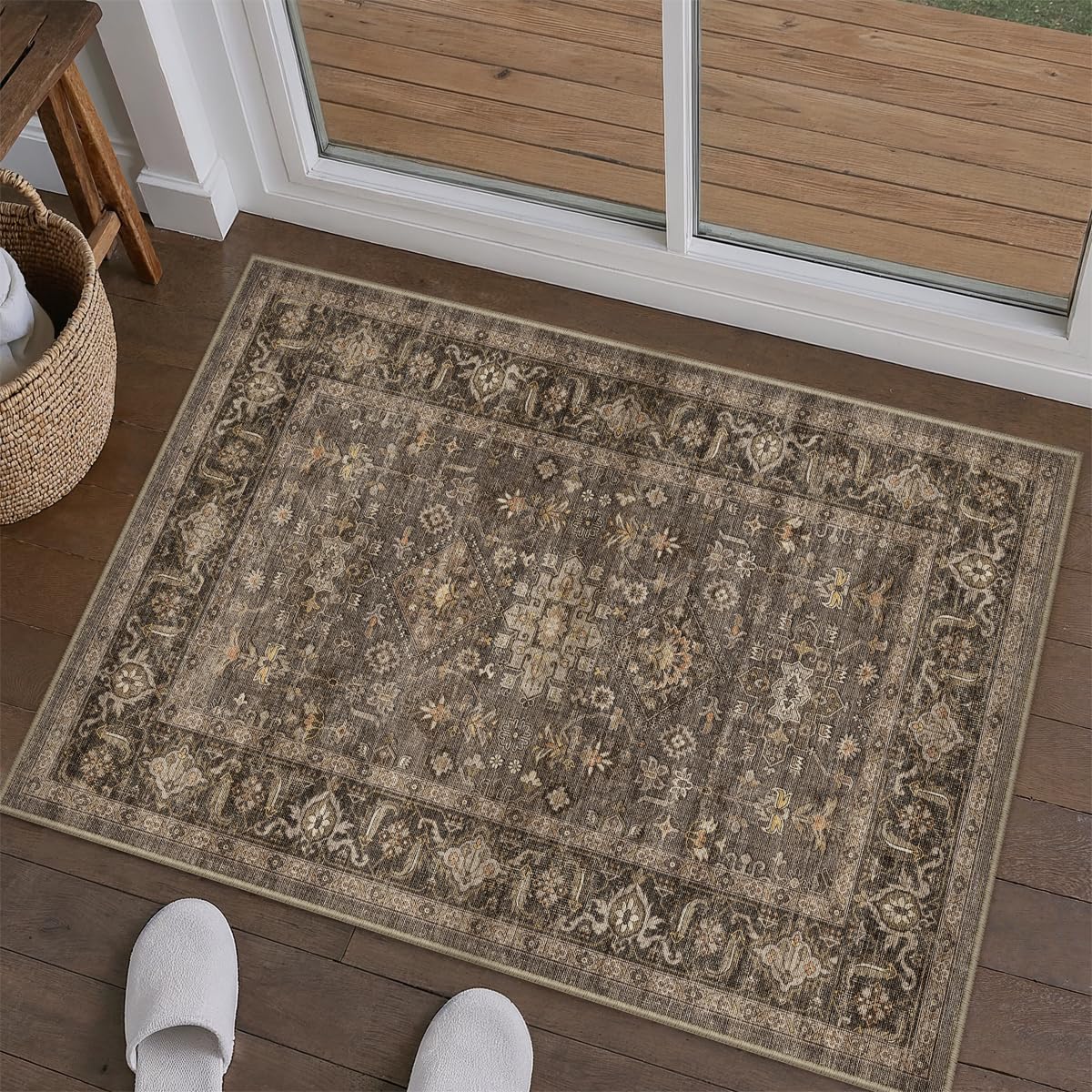 8x10 Dark Brown Vintage Area Rug