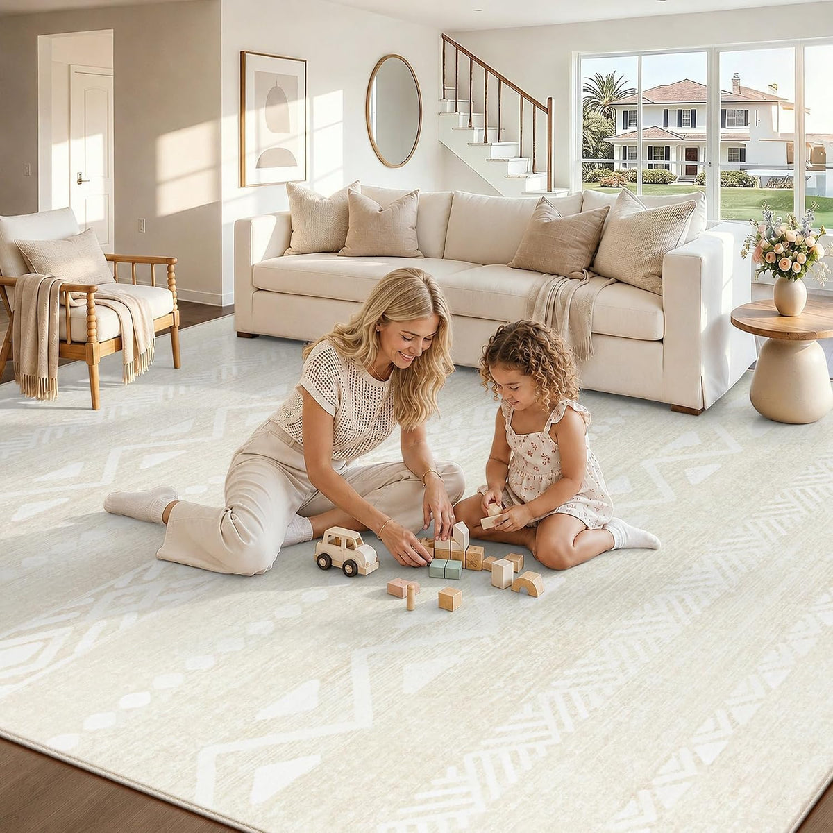 Zomfy Washable Rug 8x10 Area Rugs for Living Room(Beige, 8'x10')