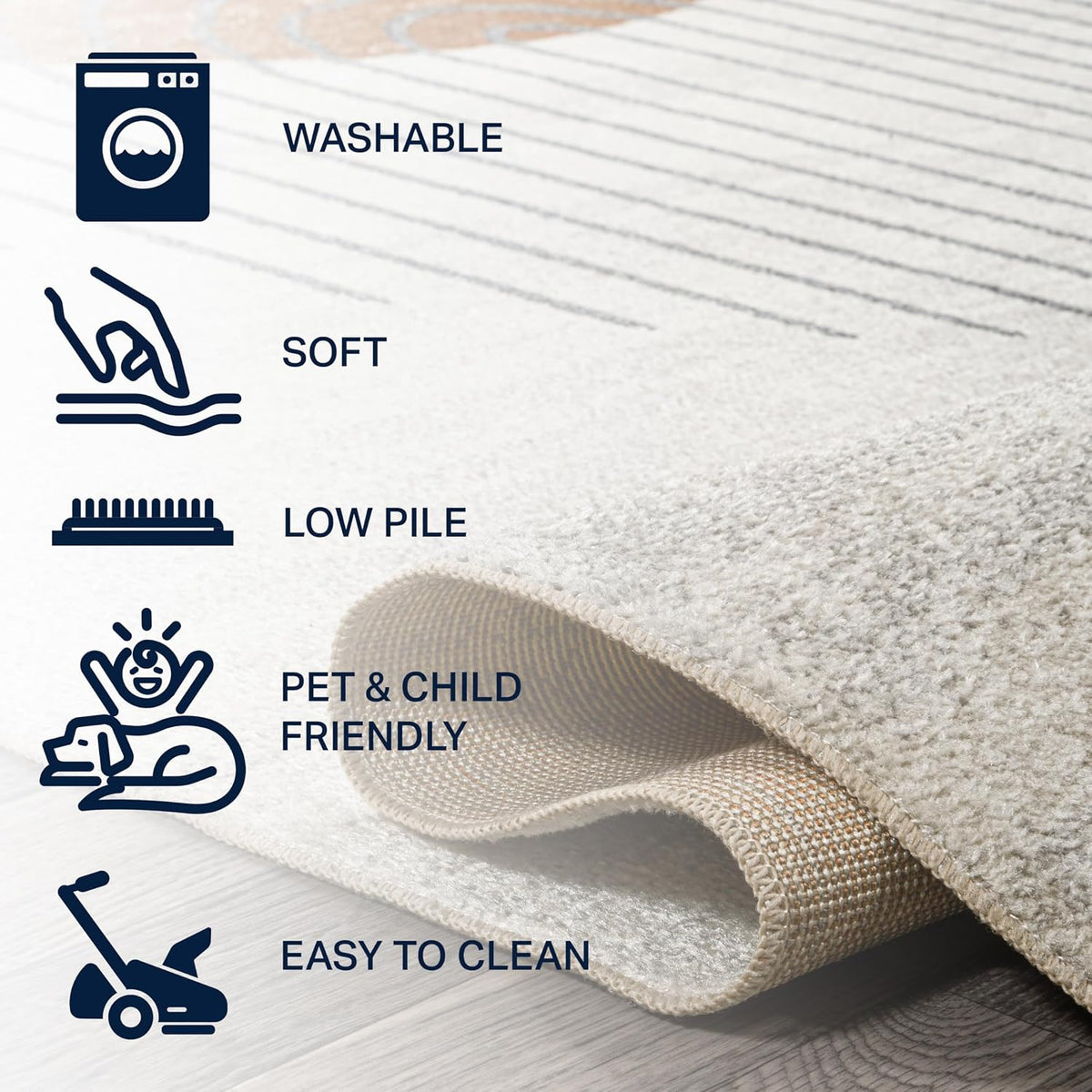 JONATHAN Y Machine Washable Cream/Terra Indoor Area Rug 4X6 ft, Kallax Geometric Modern Low-Pile for Living Room, Bedroom, Kitchen, Office, Easy-Cleaning, Pet-Friendly, Non-Shedding WSH311A-4