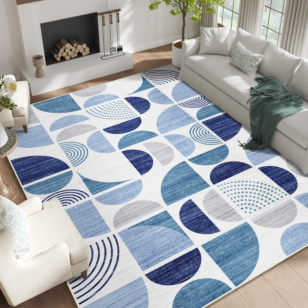 MUJOO 5x7 Area Rugs Washable,Boho Rugs Non Slip Modern Abstract Large