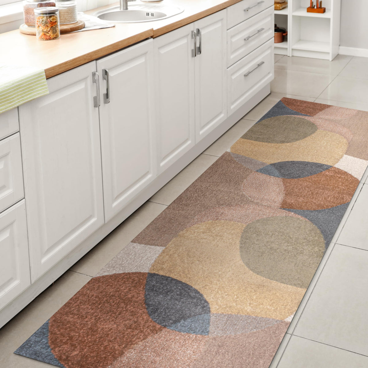 JONATHAN Y Machine Washable Cream/Terra Indoor Area Rug 4X6 ft, Kallax Geometric Modern Low-Pile for Living Room, Bedroom, Kitchen, Office, Easy-Cleaning, Pet-Friendly, Non-Shedding WSH311A-4