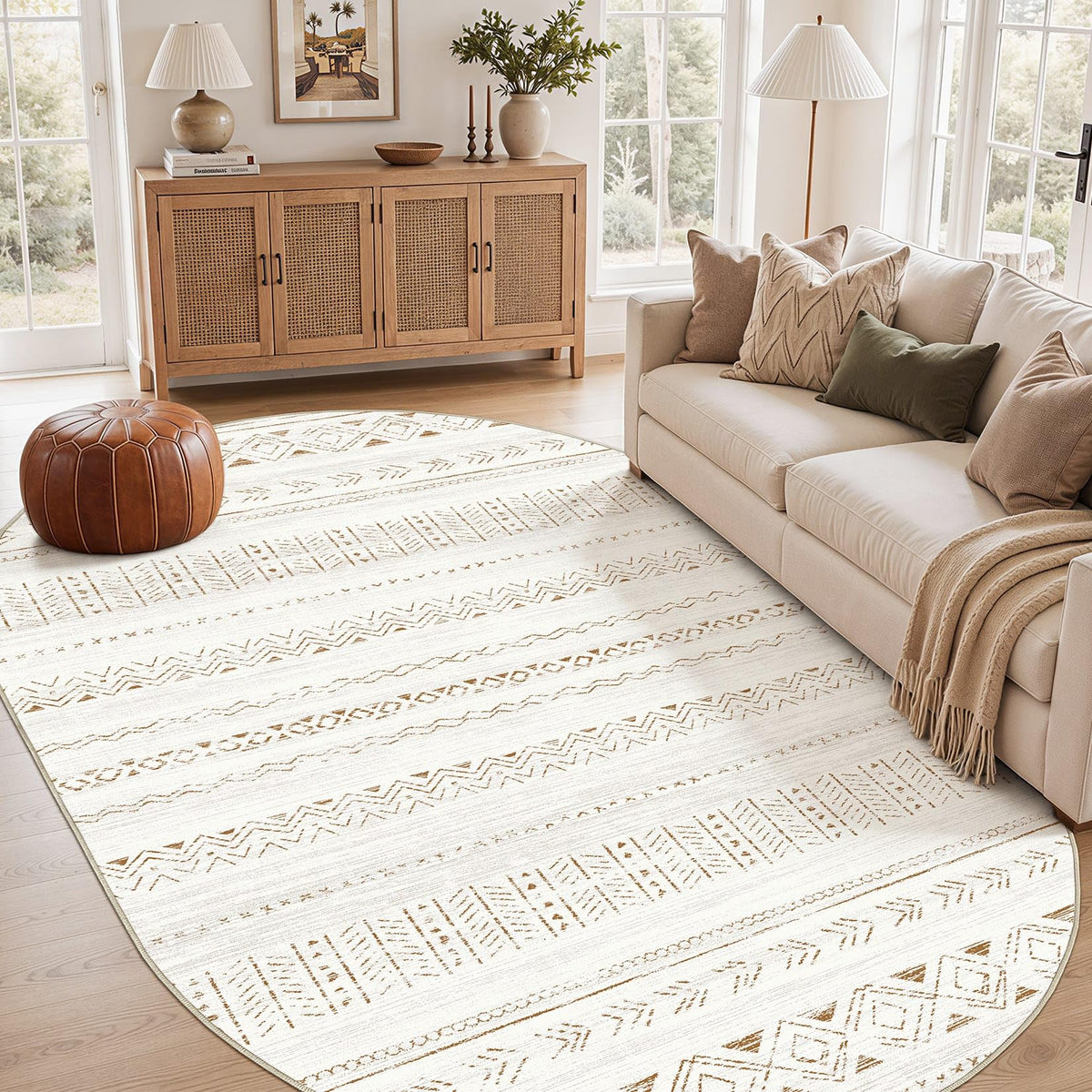 cotiled 6x9 Area Rugs for Living Room: Boho Washable Rug for Dining Room