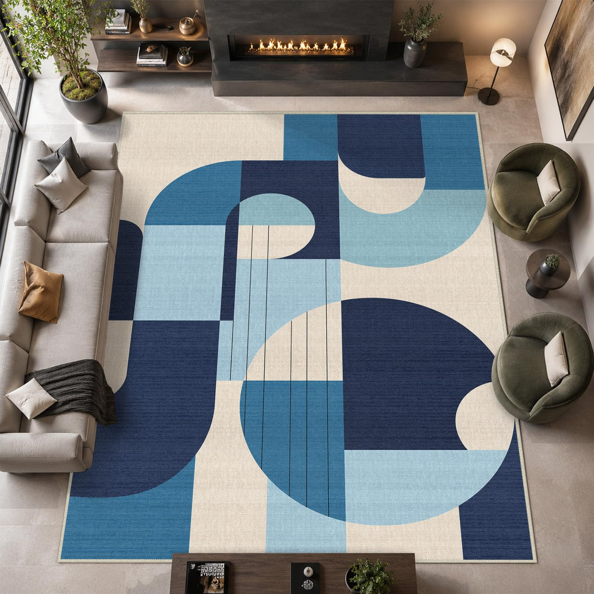 5x7 Area Rug Colorful Boho Geometric Carpet Modern Abstract Large Rug for Living Room Bedroom Machine Washable Non-Slip Rug for Dining Room Kids Playroom Office