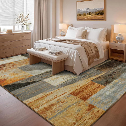 Mugorn Modern Geometric Living Room Rug, Soft Washable 4x6 Area Rug