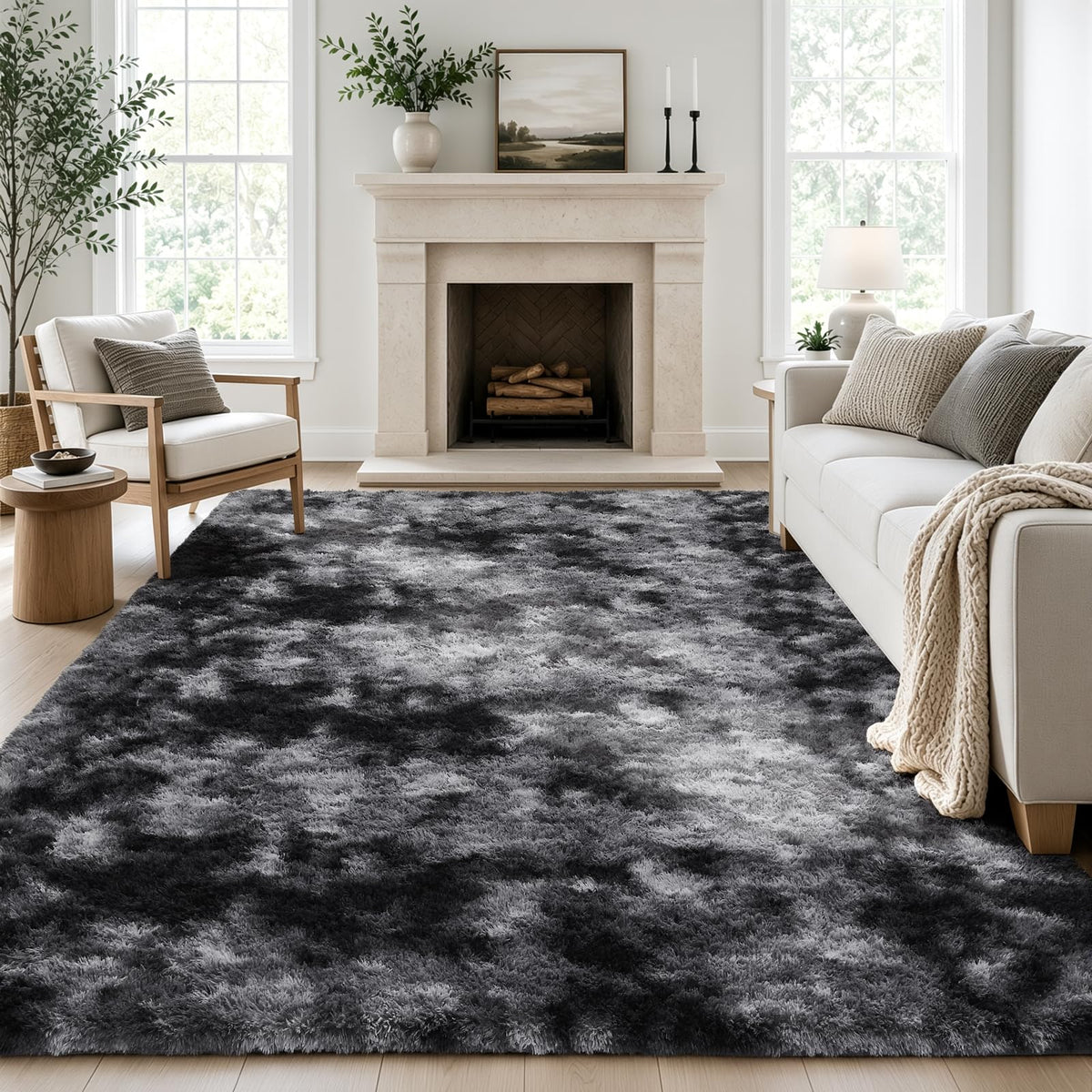 Ophanie Leopard Rugs for Bedroom Living Room, Cheetah Print Rug Fluffy Shag Large Fuzzy Plush Soft Throw,Large Shaggy Floor Faux Animal Throw 4x6 Carpets,Decor Aesthetic with Over 99 pcs Pile fibers