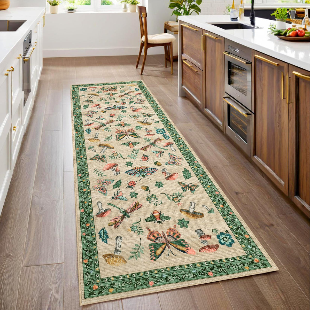 ROYHOME Mushroom Insect Washable Rug 5x7 for Bedroom Living Room Brown