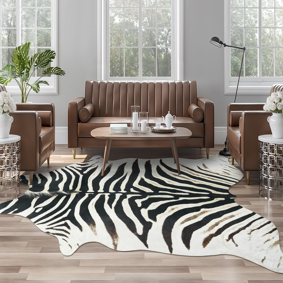 AROGAN Premium Leopard Print Rug, Faux Cheetah Rugs, Non-Slip 4.6 x 5.2 Ft