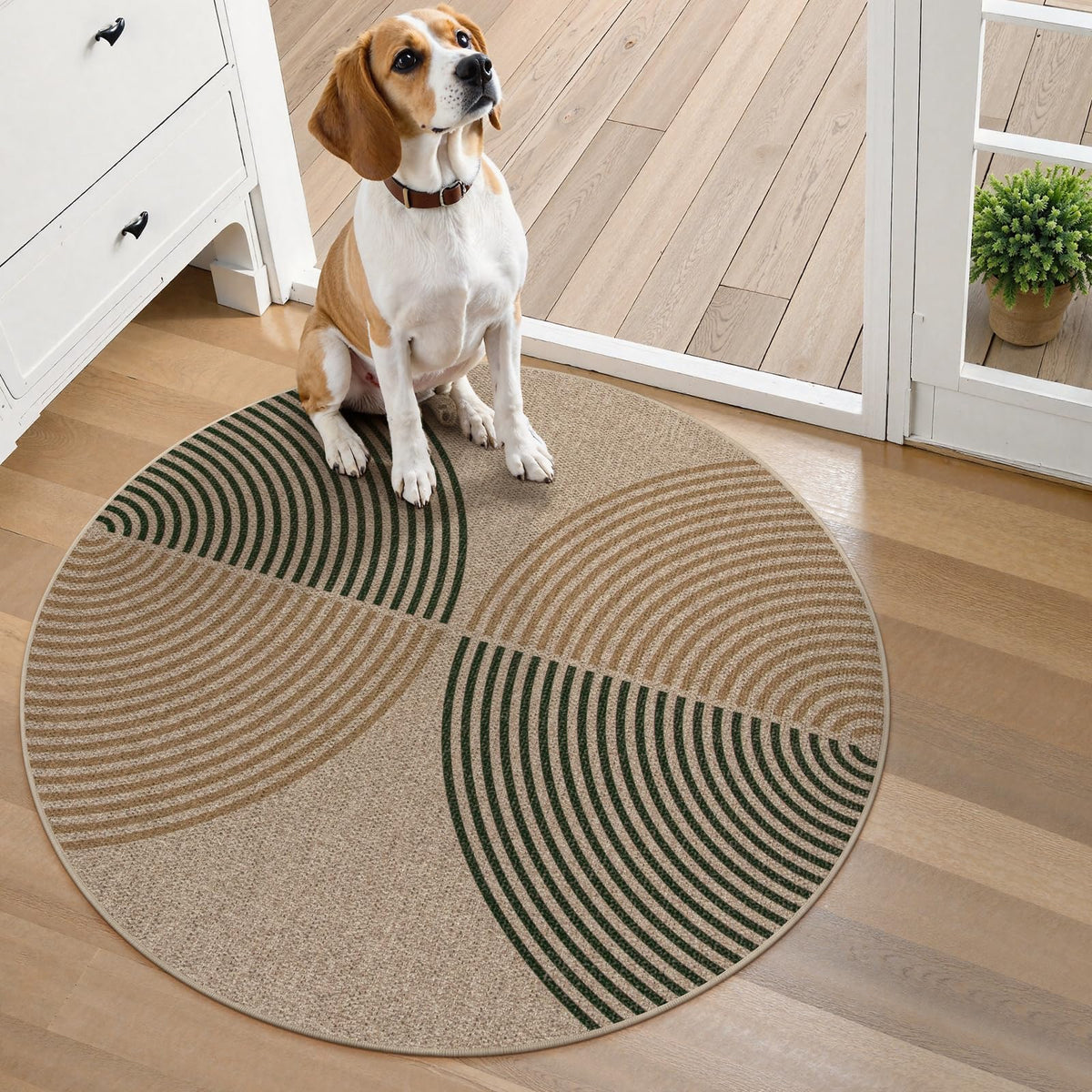 Lahome Modern Rainbow Easy Jute Carpet, Washable 5x7 Area Rugs for Living Room Patio Black Farmhouse Indoor Outdoor Rugs, Contemporary Natural Non Slip Floor Carpet for Office RV Backyard