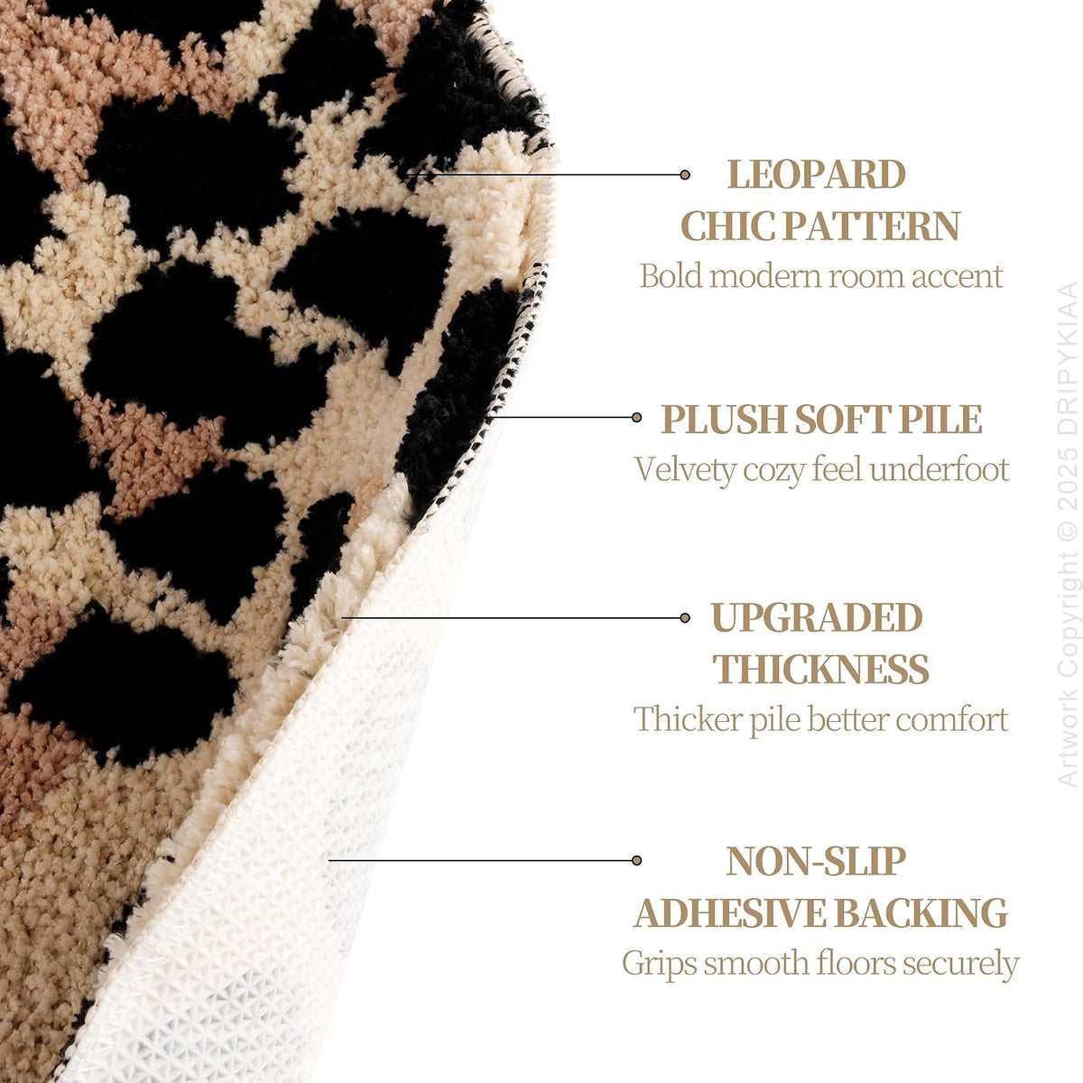 Dripykiaa Cheetah 8 Ball Round Area Rug 24 Inch Leopard Decor