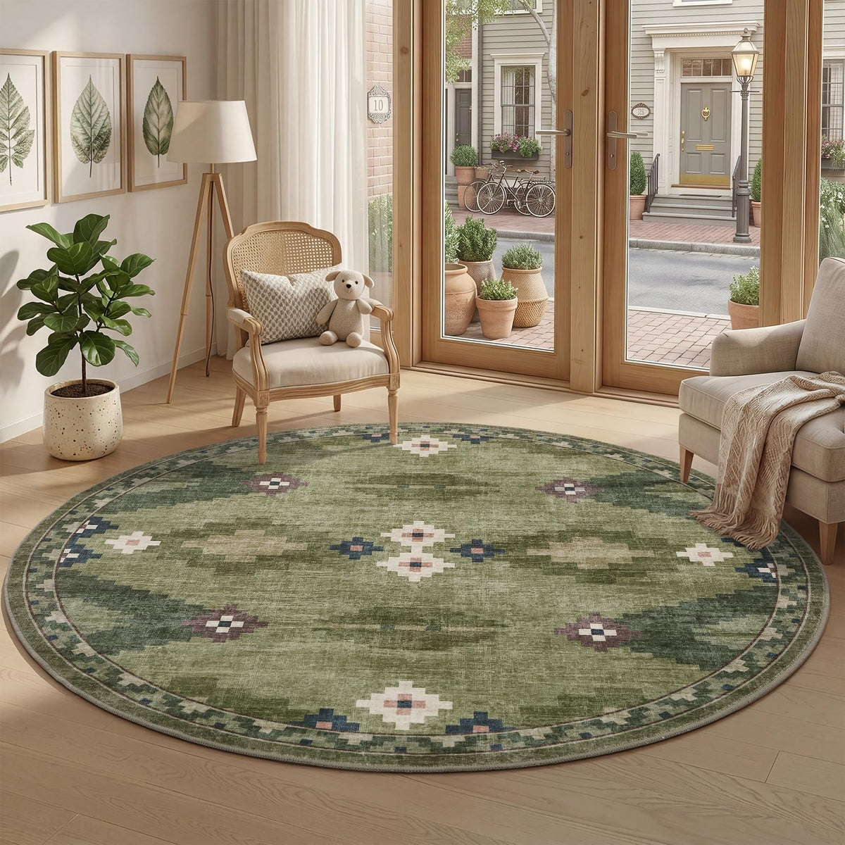 GarveeHome Modern Geometric Bedroom Washable 4x6 Small Living Room Rugs