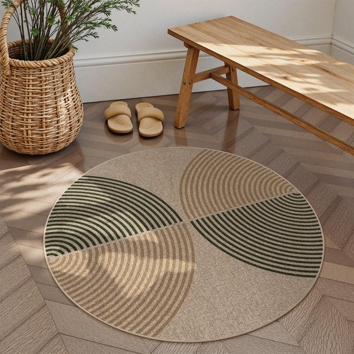 Lahome Modern Rainbow Easy Jute Carpet, Washable 5x7 Area Rugs for Living Room Patio Black Farmhouse Indoor Outdoor Rugs, Contemporary Natural Non Slip Floor Carpet for Office RV Backyard