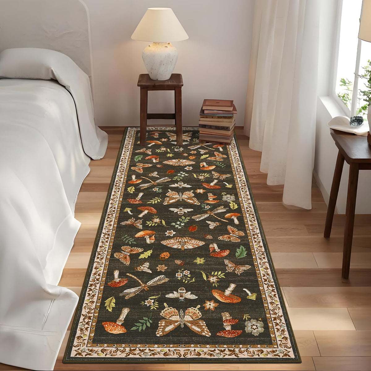 ROYHOME Mushroom Insect Washable Rug 5x7 for Bedroom Living Room Brown