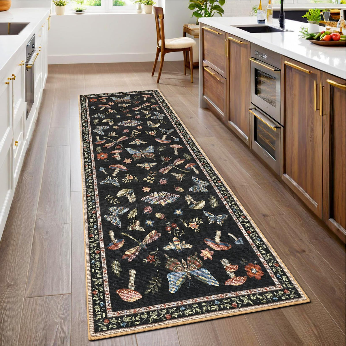 ROYHOME Mushroom Insect Washable Rug 5x7 for Bedroom Living Room Brown