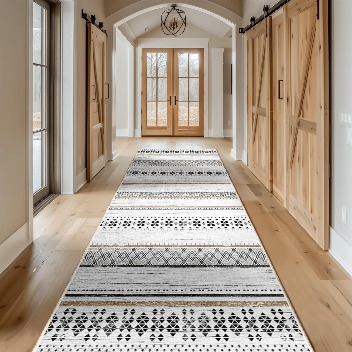8x10 Washable Area Rugs for Living Room Boho Bedroom Rug Black/Brown