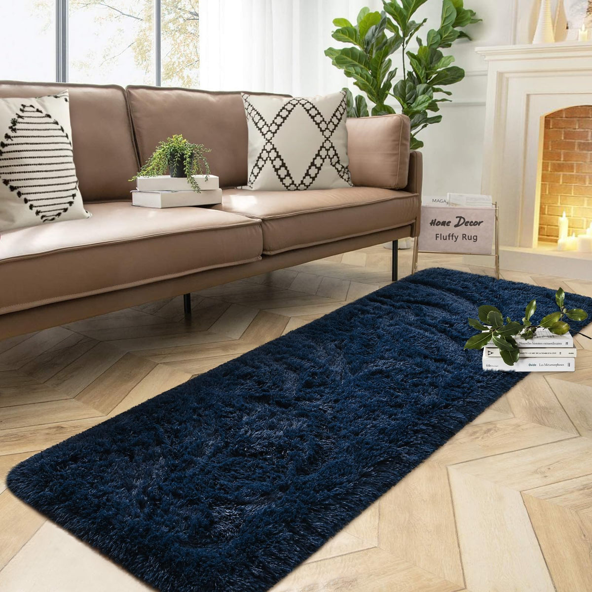 DweIke Fluffy Black White Rugs for Bedroom Living Room, 4x6 Feet Soft Plush Shaggy Cow Hide Print Girls Boys Kids Rug, Non-Slip and Machine Washable Carpet for Dorm Nursery Classroom Decor