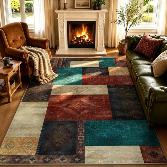 Yinhua Living Room Rug 5x7 Geometric Area Rugs Washable Non Slip, Colofrul