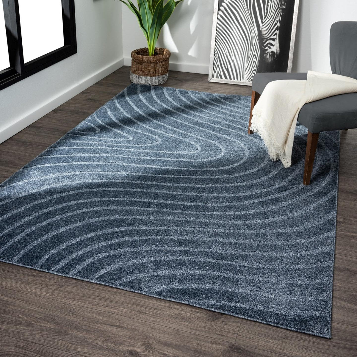 LUXE WEAVERS Modern Geometric Wave Cream 6x9 Area Rug