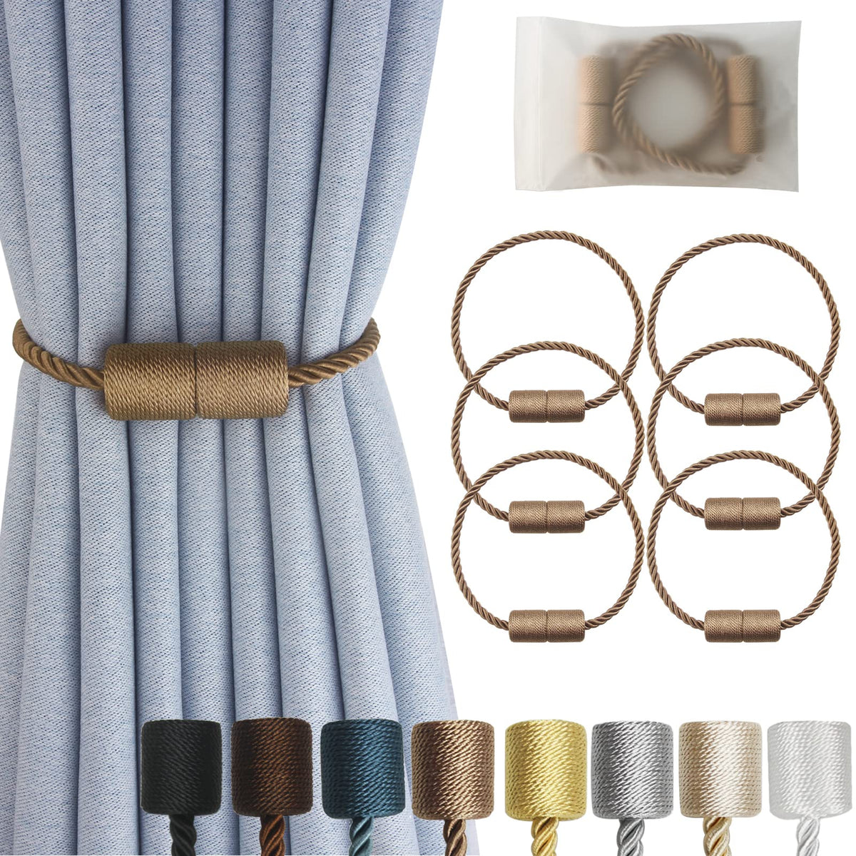 Magnetic Curtain Tiebacks Decorative Holdbacks Rope Tie Back Drapes Hangtty