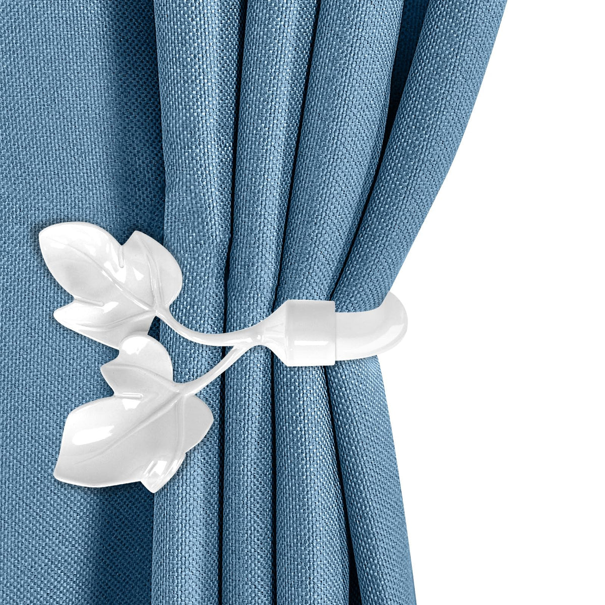 Leaf Shaped Curtain Holdbacks 2pcs, Handmade Metal Curtain Side Holders for Wall, Antique Brass Curtain Tieback Hook Pull Backs for Drapes Window Home Decoration (Gold)