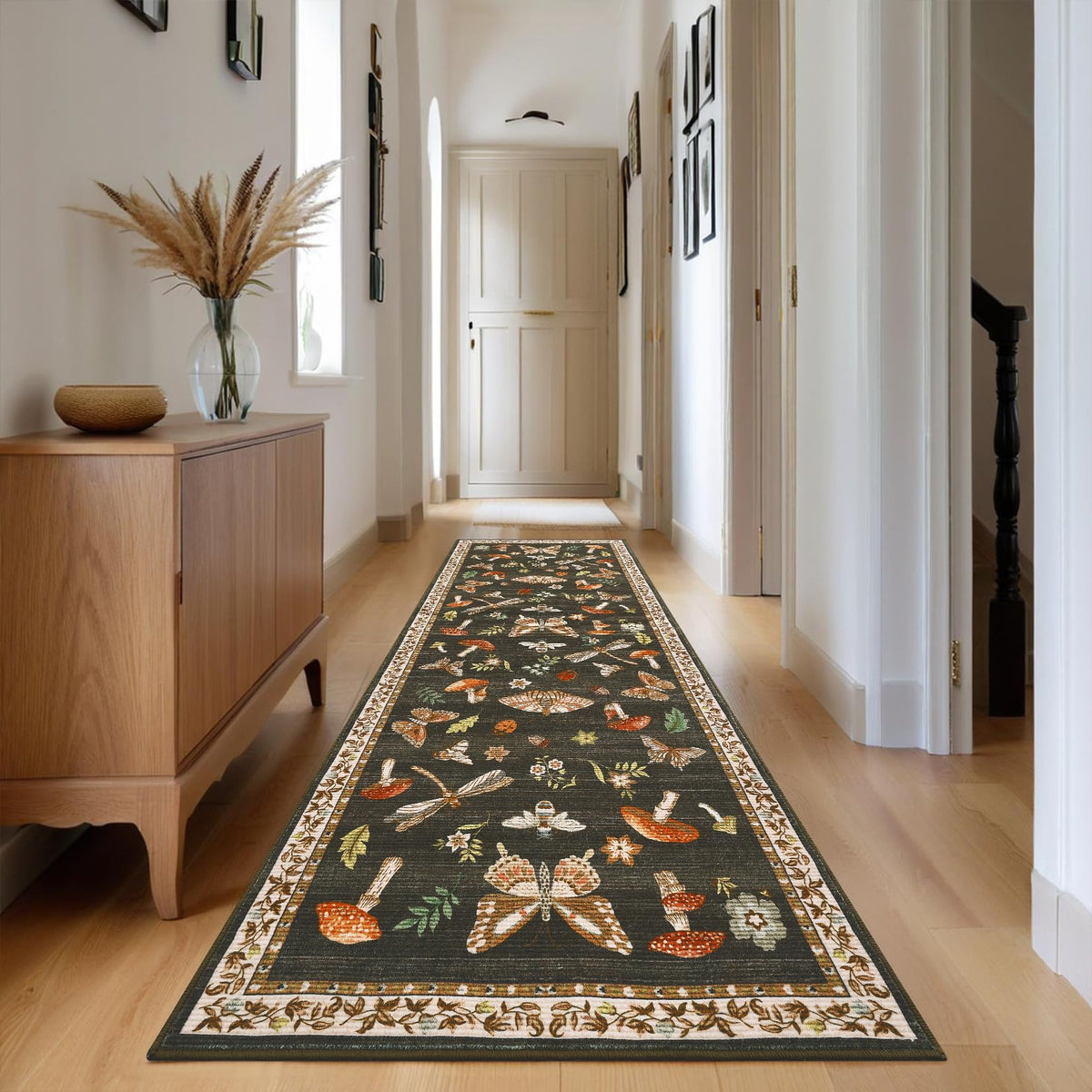 ROYHOME Mushroom Insect Washable Rug 5x7 for Bedroom Living Room Brown