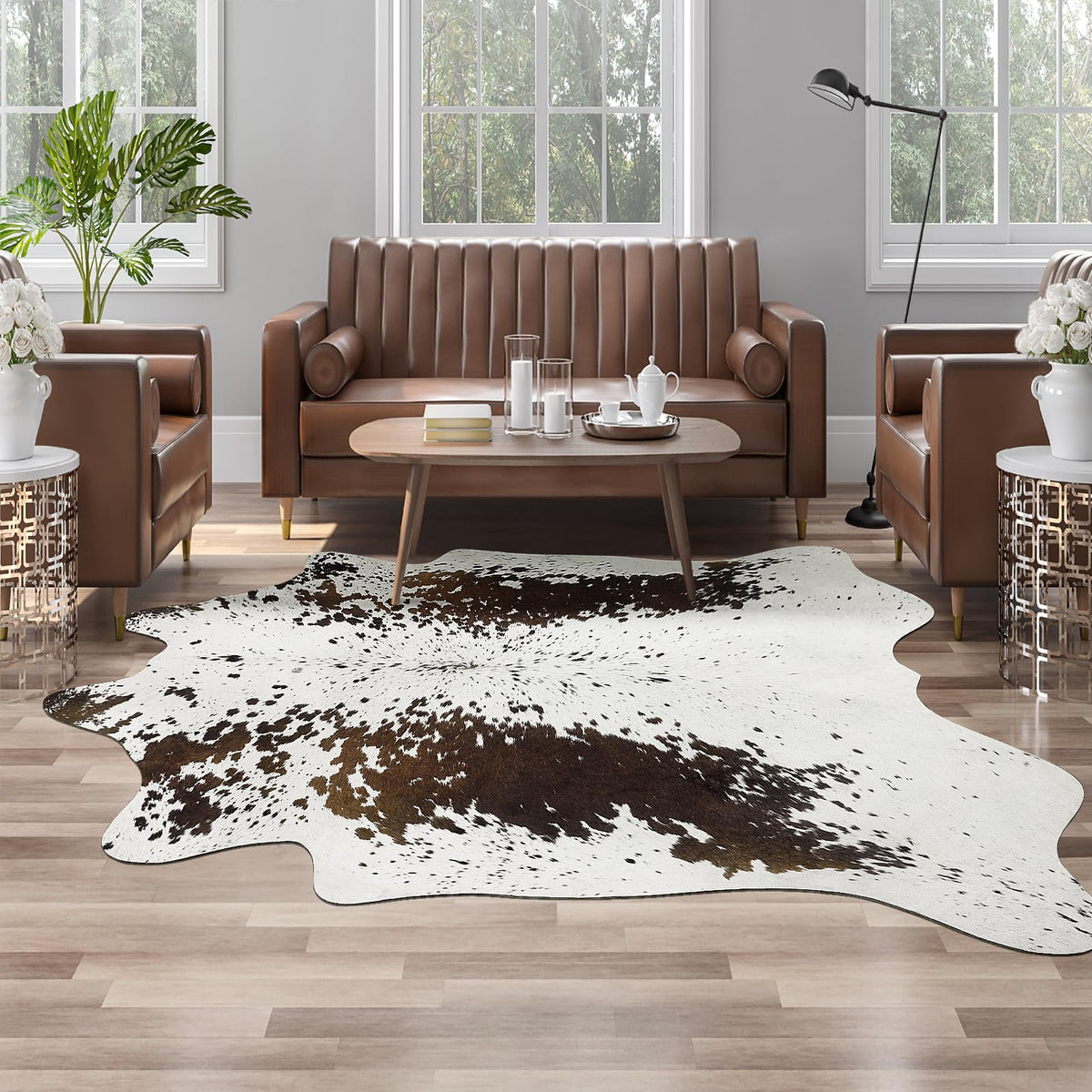 AROGAN Premium Leopard Print Rug, Faux Cheetah Rugs, Non-Slip 4.6 x 5.2 Ft