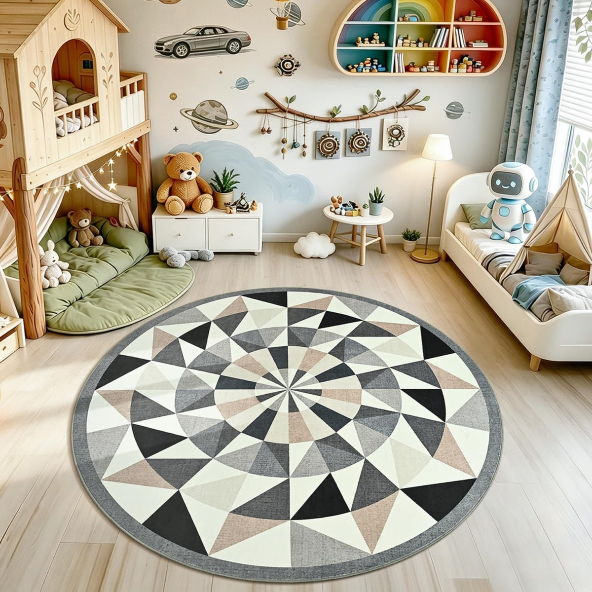 Terrug Multicolored Geometric Checkered Rug for Living Room, 5x7 Area Rugs