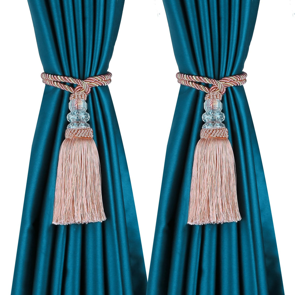 2 Pack Curtain Tiebacks with Tassel, White