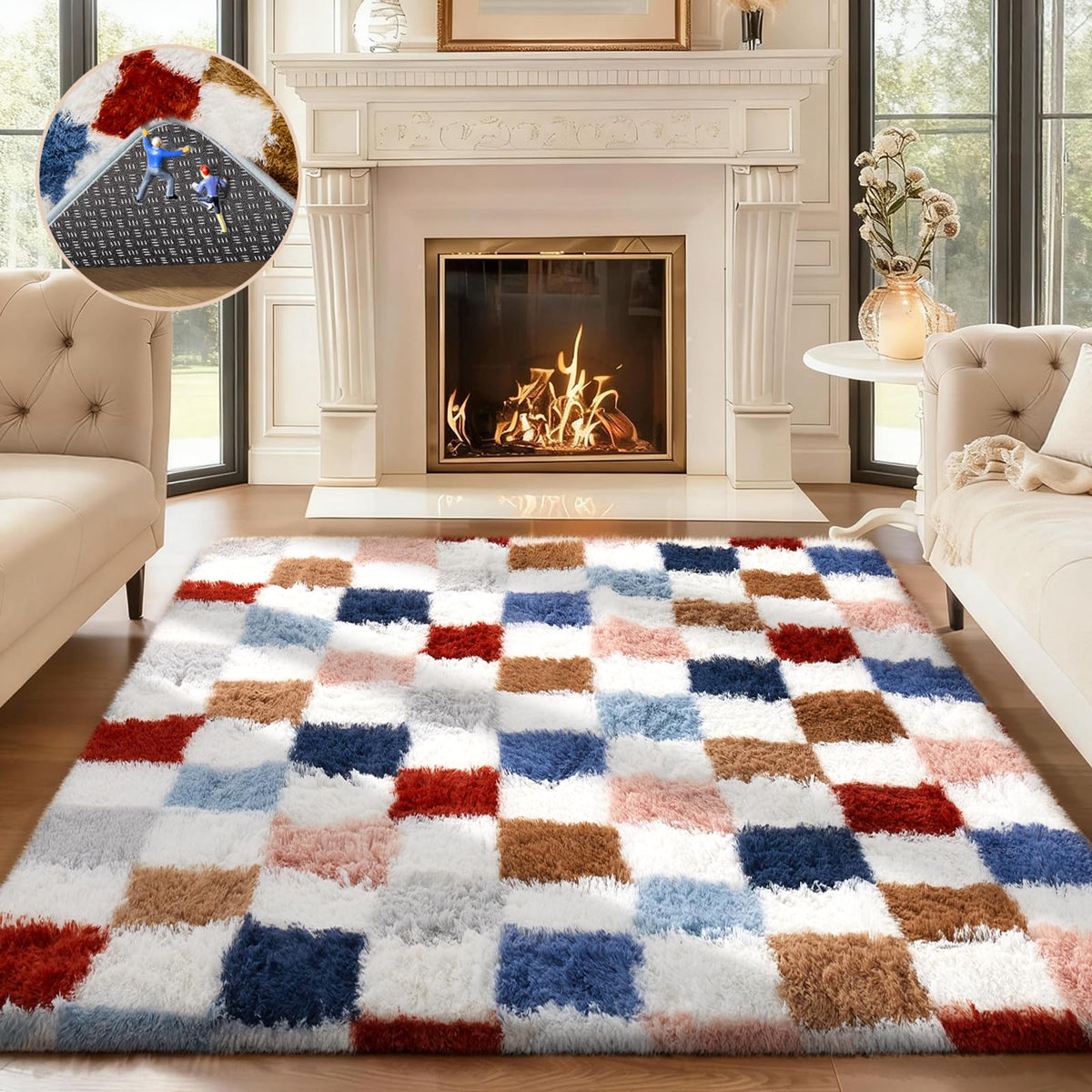 Ophanie Leopard Rugs for Bedroom Living Room, Cheetah Print Rug Fluffy Shag Large Fuzzy Plush Soft Throw,Large Shaggy Floor Faux Animal Throw 4x6 Carpets,Decor Aesthetic with Over 99 pcs Pile fibers