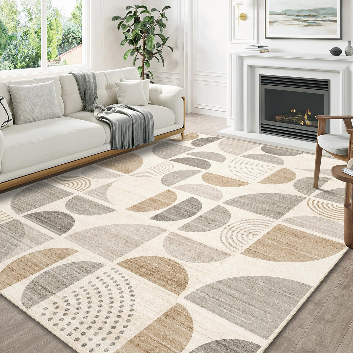 MUJOO 5x7 Area Rugs Washable,Boho Rugs Non Slip Modern Abstract Large