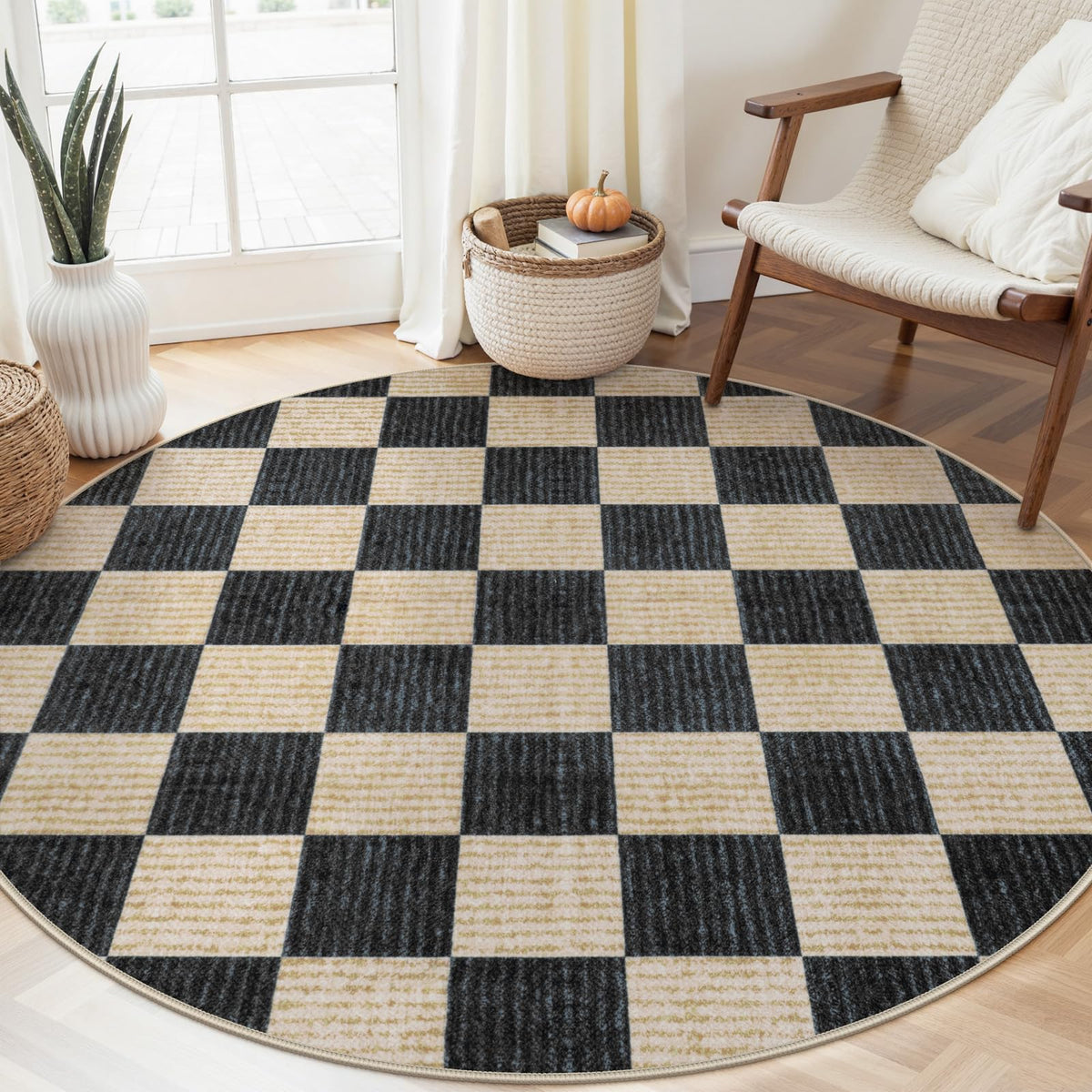 LIVEBOX 8x10 Area Rugs for Living Room, Checkered Non-Slip Washable Rugs, Farmhouse Neutral Classic Geometric Large Boys Area Rug for Bedroom, Carpet for Living Dining Room Office(Sage Green,8'x10')