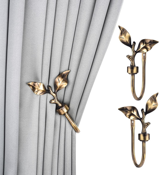 SUQ I OME Leaf Shaped Curtain Holdbacks, Bronze, 1 Pair