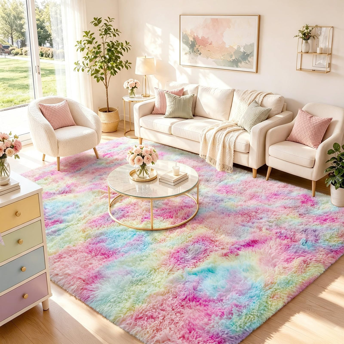 Ophanie Leopard Rugs for Bedroom Living Room, Cheetah Print Rug Fluffy Shag Large Fuzzy Plush Soft Throw,Large Shaggy Floor Faux Animal Throw 4x6 Carpets,Decor Aesthetic with Over 99 pcs Pile fibers