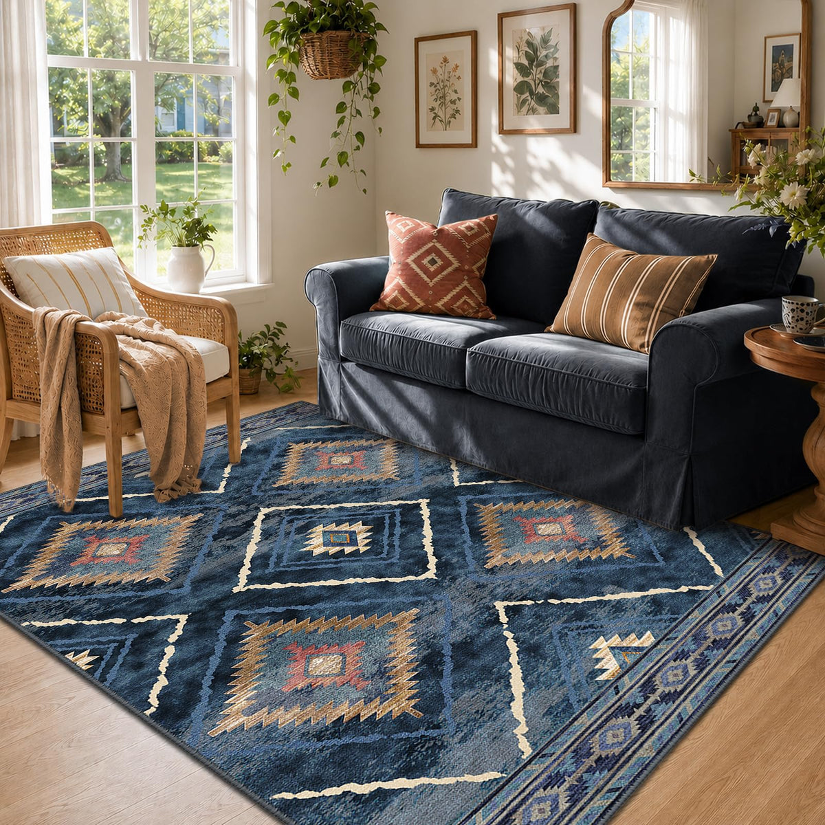 BESTSWEETIE 8'x10' Washable Area Rug for Living Room Bedroom Yellowbrown
