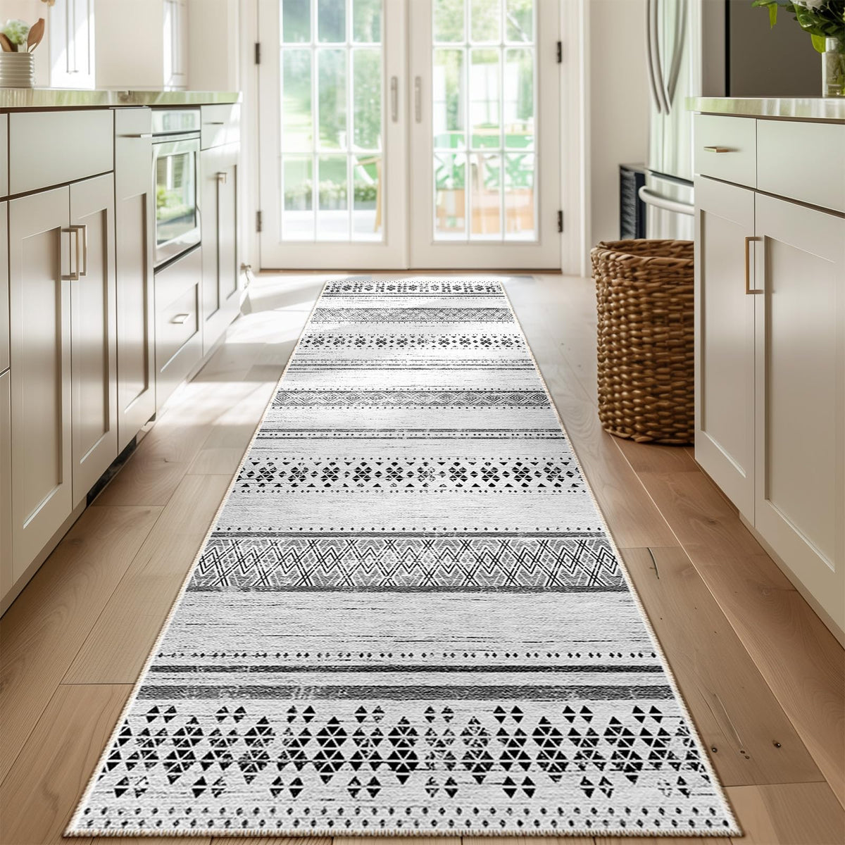 8x10 Washable Area Rugs for Living Room Boho Bedroom Rug Black/Brown